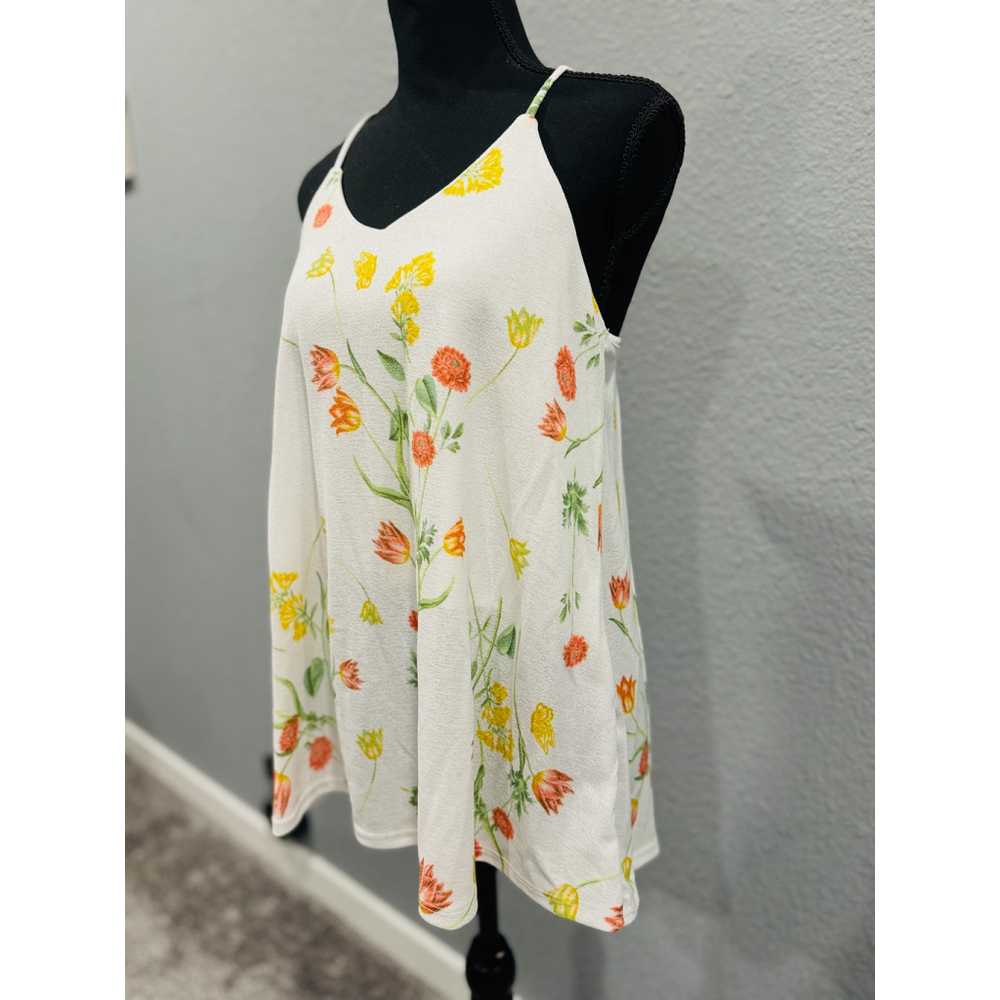 White Birch Floral Spaghetti Strap Tank Top | NWOT | Sz X-Large - Picture 3 of 9